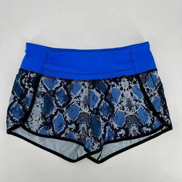 Lululemon Run Times Mini Ziggy Snake Caspian Blue Running Brief 4 Athletic Short - Picture 3 of 7